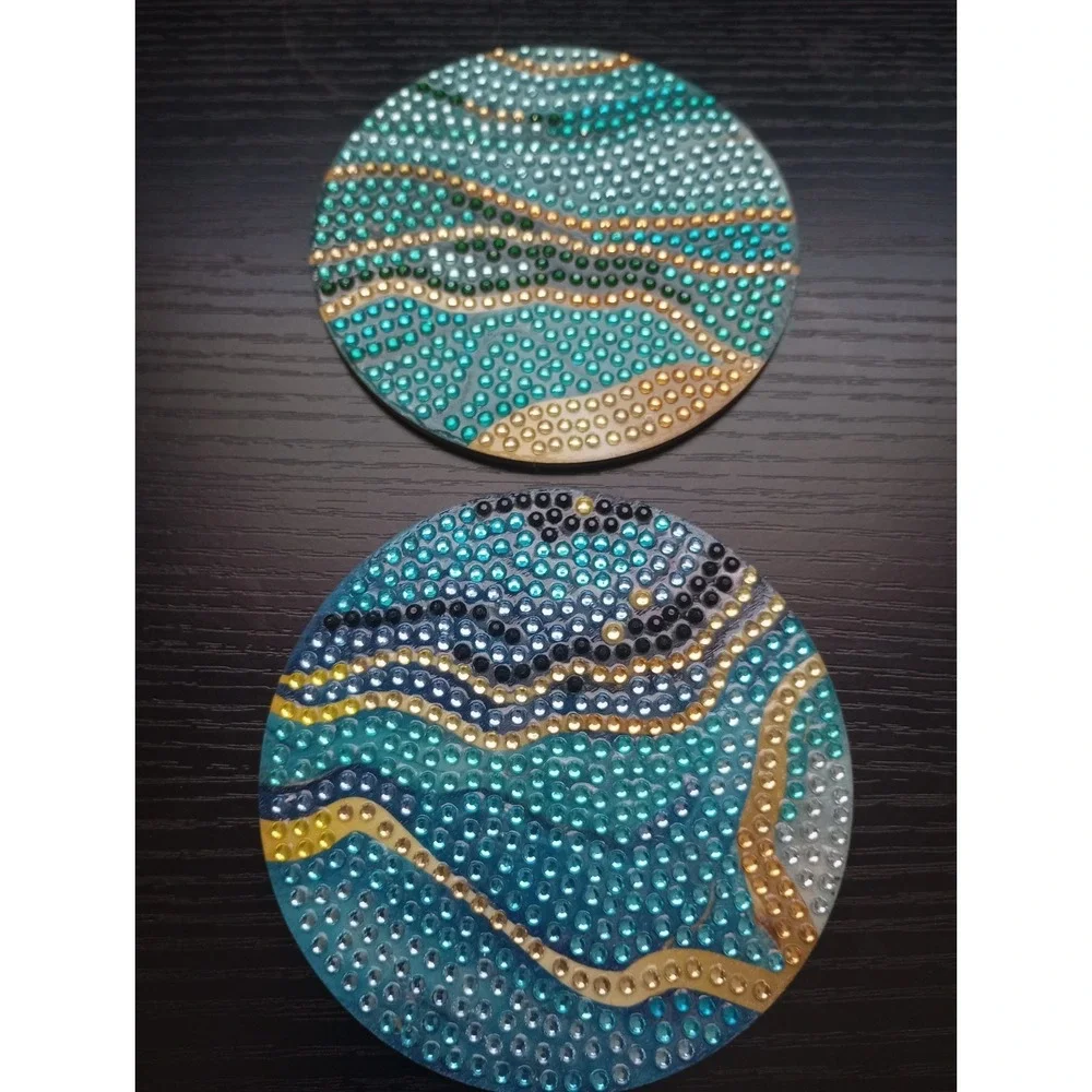 Set Of‎ 6 Diamond Painted Ethereal Ocean Coasters